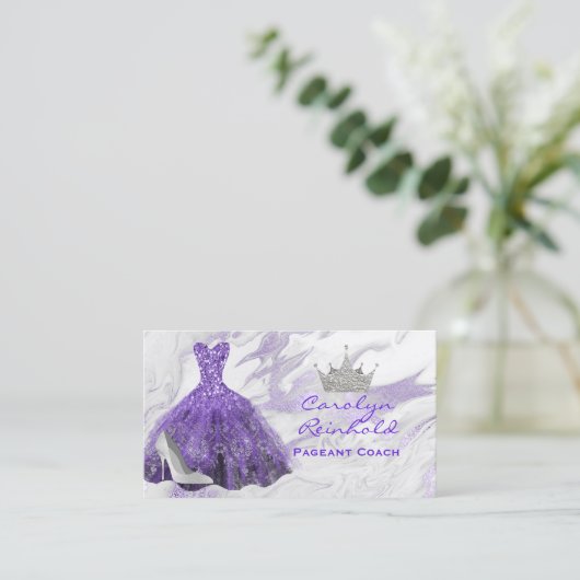 パープルマーブルグリッタードレスページャントコーチ 名刺 (スタンド正面)