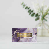 パープルマーブルストーン |金ゴールド 名刺 (スタンド正面)