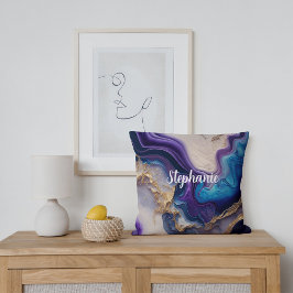 パープルマーブルバラ金ゴールド パーソナライズされた クッション