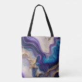 パープルマーブルバラ金ゴールド パーソナライズされた トートバッグ (裏面)