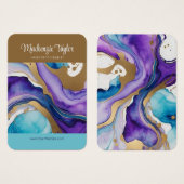 パープルマーブルパーソナライズされたイヤリングディスプレイカード (正面&裏面)