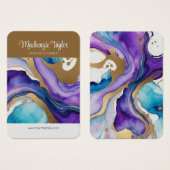 パープルマーブルパーソナライズされたイヤリングディスプレイカード (正面&裏面)