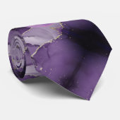 パープルマーブルフェイク金ゴールドアクセントカスタムロゴ ネクタイ (ロール)