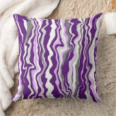 パープルマーブルフルードアートストライプ クッション (ブランケット)