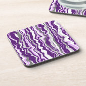 パープルマーブルフルードアートストライプ コースター (左側)