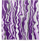 パープルマーブルフルードアートストライプ シャワーカーテン (正面)