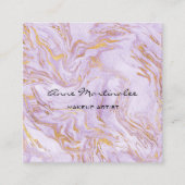 パープルマーブルメイクアップアーティスト抽象芸術 スクエア名刺 (正面)