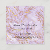 パープルマーブルメイクアップアーティスト抽象芸術 スクエア名刺 (裏面)