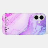 パープルマーブルモノグラム名前をカスタムする ユニーク Case-Mate iPhoneケース (裏面 (横))