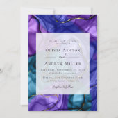 パープルマーブルラックス結婚ズ 招待状 (正面)