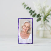 パープルマーブル写真葬儀記念祈りの言葉カード コーリングカード (スタンド正面)
