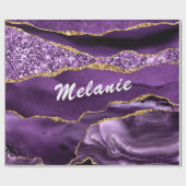 パープルマーブル名前をカスタムするギフトラッピング紙 ラッピングペーパー (フラット)