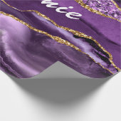 パープルマーブル名前をカスタムするギフトラッピング紙 ラッピングペーパー (角)