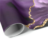 パープルマーブル名前をカスタムするギフトラッピング紙 ラッピングペーパー (ロールコーナー)