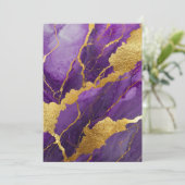 パープルマーブル模様にゴールド 招待状 (スタンド正面)