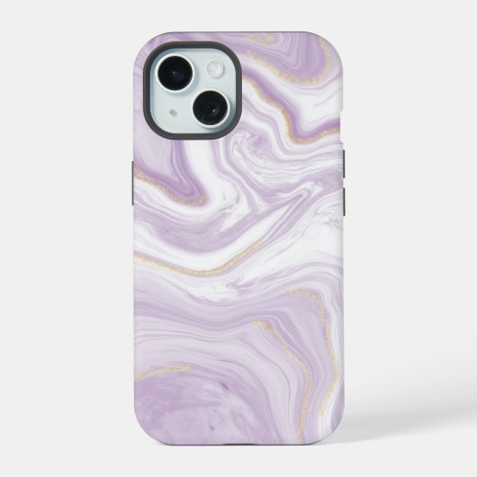 パープルマーブル背景 iPhone 15ケース (裏面)