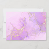 パープルマーブル3フォトガールベビー誕生のお知らせ 招待状 (裏面)