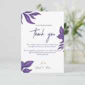 パープルマーブル&金ゴールドユーカリストエレガントウェディング サンキューカード (スタンド正面)