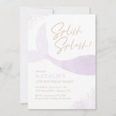 パープルマーメイドの女の子の誕生日パーティー 招待状 (正面)