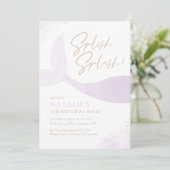 パープルマーメイドの女の子の誕生日パーティー 招待状 (スタンド正面)