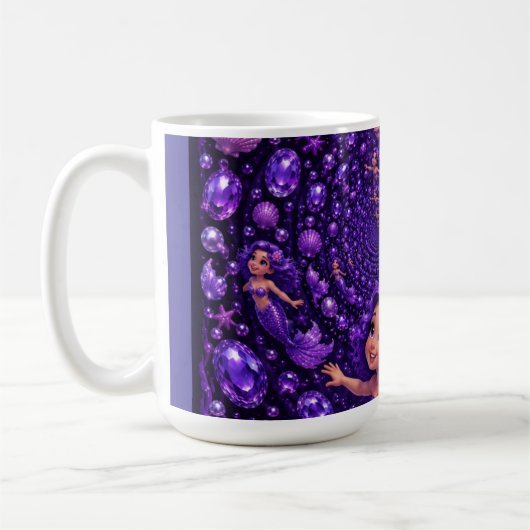 パープルマーメイドの宝石渦巻き幻想芸術 コーヒーマグカップ (左)