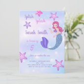 パープルマーメイドの誕生日の招待状 招待状 (スタンド正面)