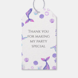 パープルマーメイドをテーマにした誕生日パーティー ギフトタグ