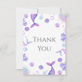 パープルマーメイドをテーマにした誕生日パーティー サンキューカード