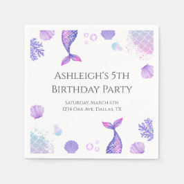 パープルマーメイドをテーマにした誕生日パーティー スタンダードカクテルナプキン