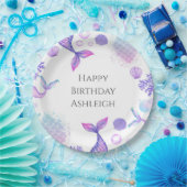 パープルマーメイドをテーマにした誕生日パーティー ペーパープレート (パーティー)