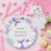 パープルマーメイドをテーマにした誕生日パーティー ペーパープレート (パーティー)