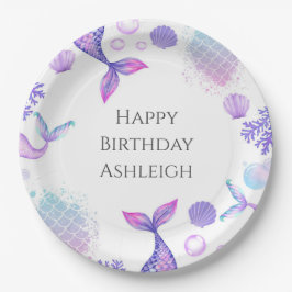 パープルマーメイドをテーマにした誕生日パーティー ペーパープレート