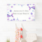 パープルマーメイドをテーマにした誕生日パーティー 横断幕 (インサイチュ)