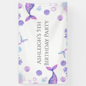 パープルマーメイドをテーマにした誕生日パーティー 横断幕 (縦)