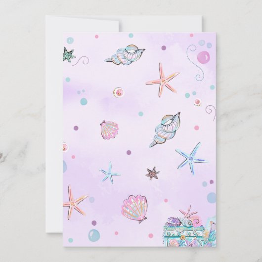 パープルマーメイドアンダーザシー誕生日招待状 招待状 (裏面)