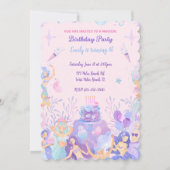 パープルマーメイドアンダーザシー誕生日 招待状 (正面)