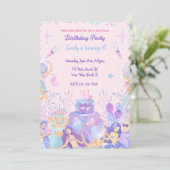 パープルマーメイドアンダーザシー誕生日 招待状 (スタンド正面)