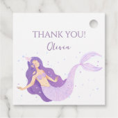 パープルマーメイドガールズパーソナライズされた誕生日 フェイバータグ (裏面)