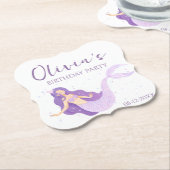 パープルマーメイドガールズパーソナライズされた誕生日 ペーパーコースター (アングル)