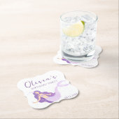 パープルマーメイドガールズパーソナライズされた誕生日 ペーパーコースター (インサイチュ)