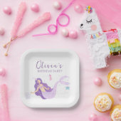 パープルマーメイドガールズパーソナライズされた誕生日 ペーパープレート (パーティー)