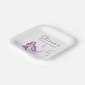 パープルマーメイドガールズパーソナライズされた誕生日 ペーパープレート (傾斜あり)