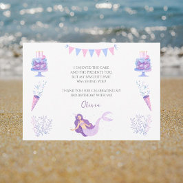 パープルマーメイドガールズ誕生日サンキューカード サンキューカード