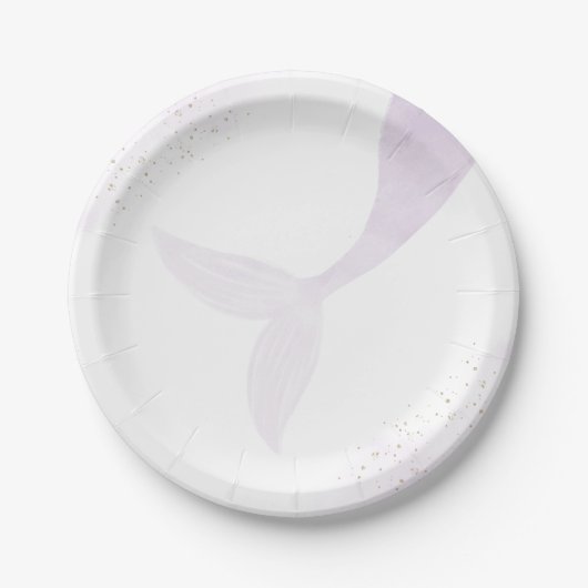 パープルマーメイドガールバースデーパーティー ペーパープレート (正面)