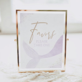 パープルマーメイドガール誕生日ウィズサイン ポスター