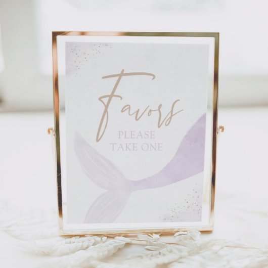 パープルマーメイドガール誕生日ウィズサイン ポスター