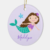 パープルマーメイドクリスマススクリプト名 セラミックオーナメント (左)