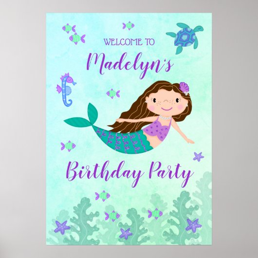 パープルマーメイドザシー誕生日 ポスター (正面)