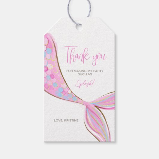 パープルマーメイドテイルパーティーギフトタグ ギフトタグ (正面)