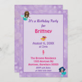 パープルマーメイドテーマ《写真》ぼけ味背景 招待状 (正面/裏面)